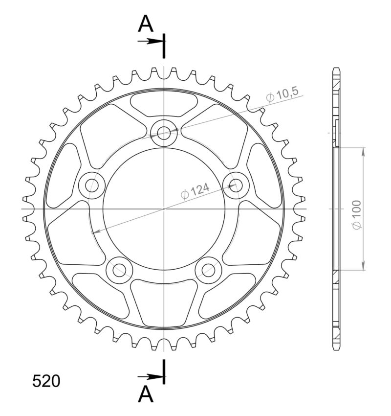 Couronne 44 dents acier Supersprox RFE-743:44-BLK | Réf JTR746-44 – Haute résistance