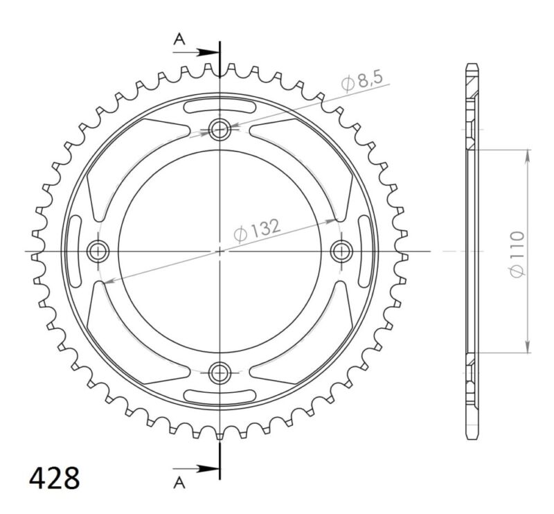 Couronne acier 51 dents – Supersprox RFE-898:51BLK compatible modèles listés – Haute résistance