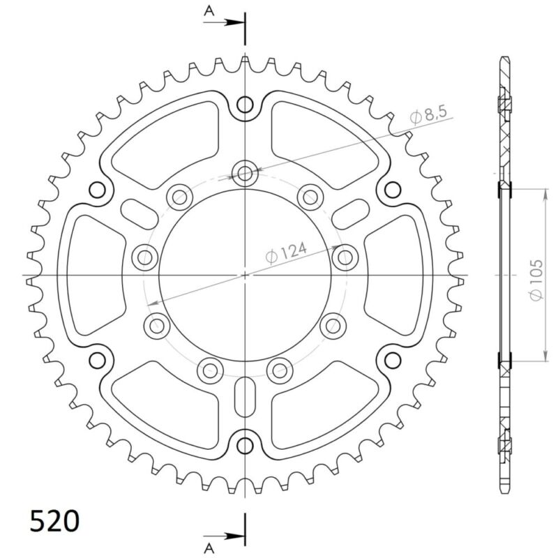 Couronne 50 dents Supersprox SPX STEALTH 151:50-BLEU – Transmission haute performance